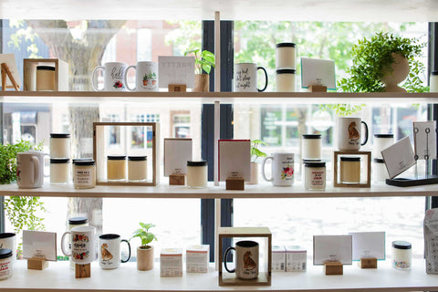 Front Window display of products at Pure Organic Spa